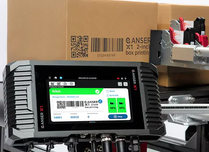 Marcaje con equipo Anser X1 en cajas de cartón