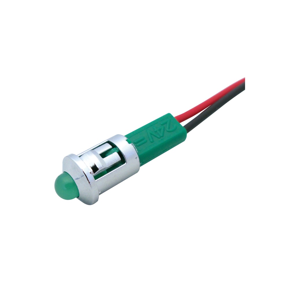 PILOTO CROMADO D.8MM 230V ALTA LUMINOSIDAD  VERDE