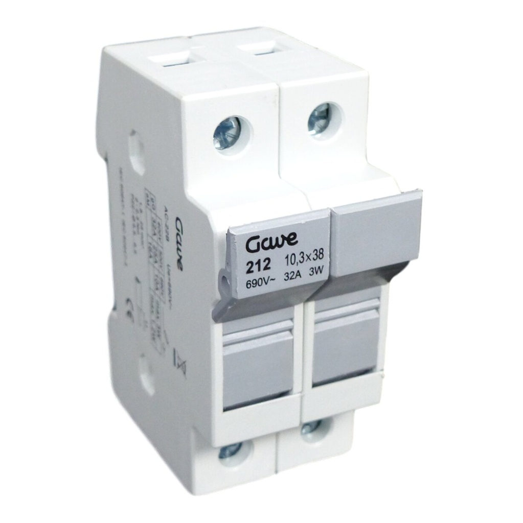 PORTAFUSIBLE  10X38 2P 32A.CARRIL DIN