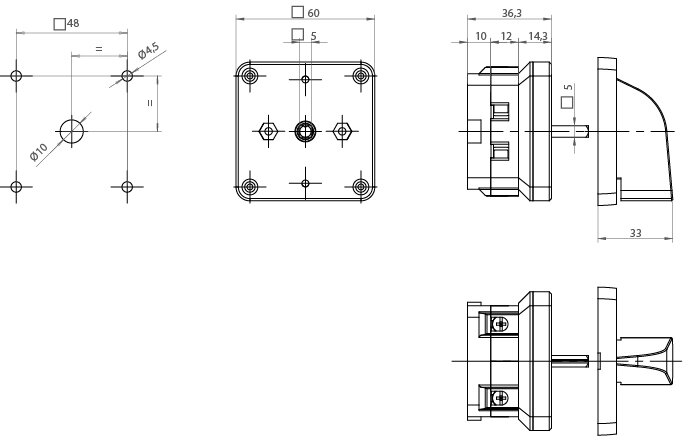 CONMUTADOR  GRUPO 2 SELECTORES 1P.25A.D1