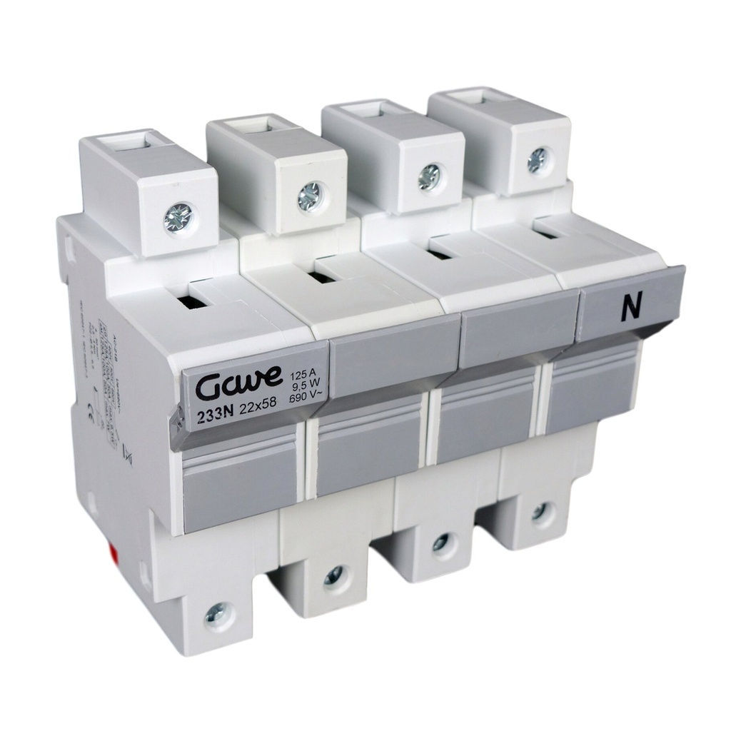 PORTAFUSIBLE  22X58 3P+N 100A.RAIL DIN